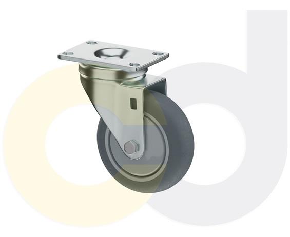 ZINC PLATED CASTERS - THERMO-RUBBER WHEELS