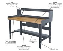HEAVY-DUTY ADJUSTABLE LEG WORKBENCH ACCESSORIES